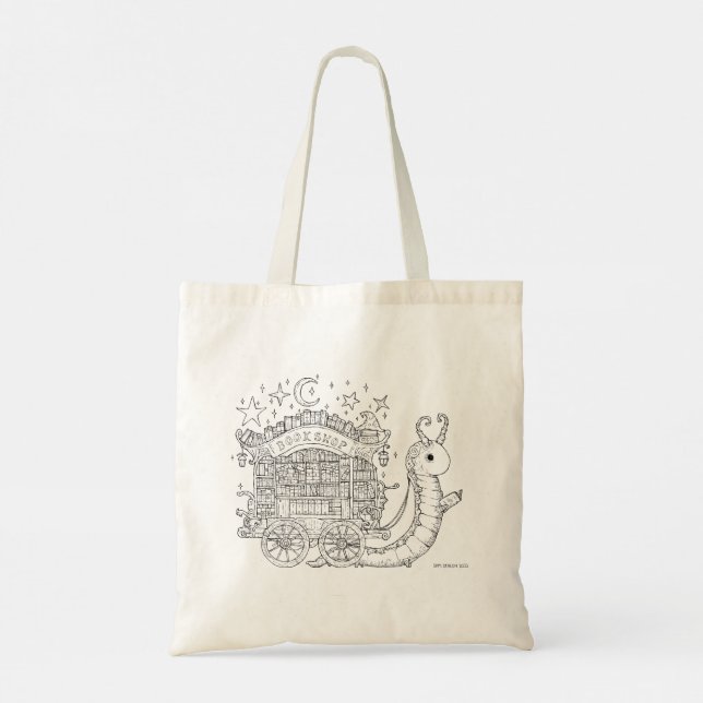 Bücherwurm bedruckte Tote-Tasche, Fantasiefarbende Tragetasche (Rückseite)