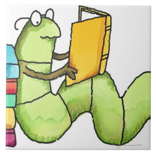 Bücherwurm Fliese (Vorderseite)