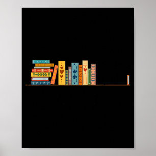Bücherwurm-Frau liest fiktionale Romane Bibliothek Poster