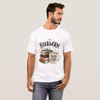 Bücherwurm Kaffee Liebhaber T-Shirt