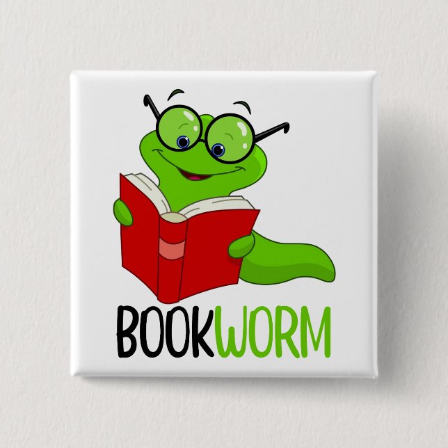Bücherwurm-Lesen  Button (Vorderseite)