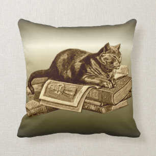 Bücherwurm-Miezekatze-Katzen-Lesebücher Kissen