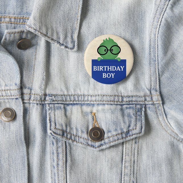 Bücherwurm personalisierter Geburtstag Junge Button (Beispiel)