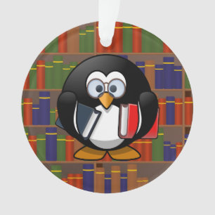 Bücherwurm-Pinguin in einer Bibliothek Ornament