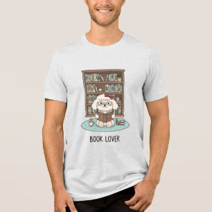 Bücherwurm Pudel Welpe Süß Lesegrafik Hund Tri-Blend Shirt