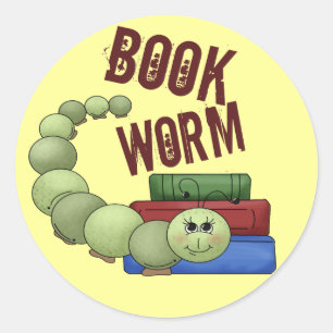 Bücherwurm Runder Aufkleber