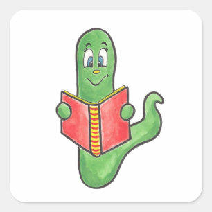 Bücherwurmaufkleber Quadratischer Aufkleber