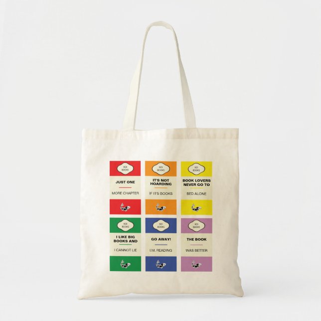 Bücherwurmregenbogen-Buchliebhaber Tragetasche (Vorne)