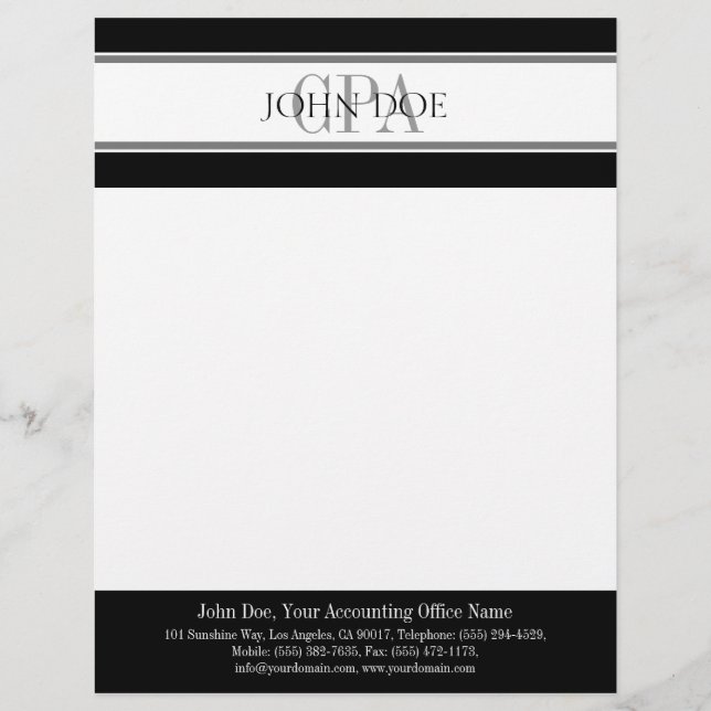 Buchhalter CPA-Briefkopf bringt BusinessCard Briefkopf (Vorderseite)