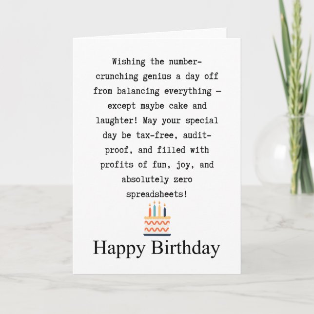 Buchhalter Geburtstag Karte (Vorderseite)