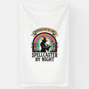 Buchhalter Hexe Retro Halloween Buchhaltungsdesign Banner