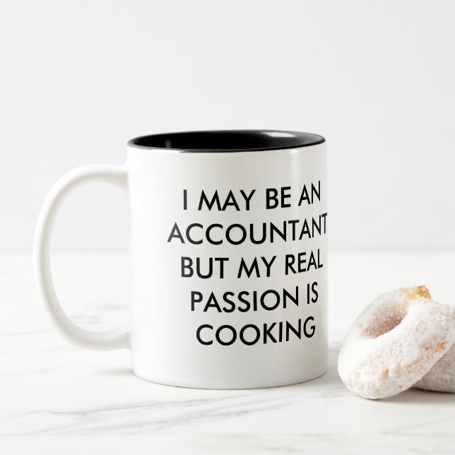 Buchhalter-lustige Kaffee-Tasse Zweifarbige Tasse (Mit Donut)