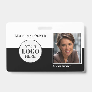 Buchhalter-Mitarbeiter-ID-Foto QR Schwarz Weiß Log Ausweis