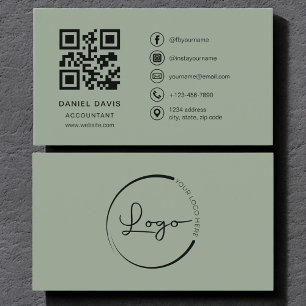 Buchhalter Sage Green Logo QR Code Visitenkarte