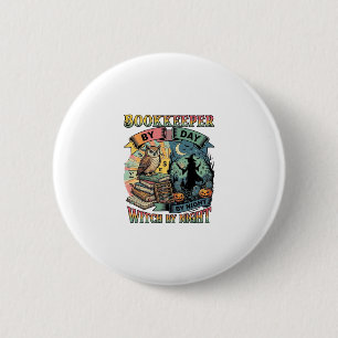Buchhalter Tag Hexe Nacht Halloween Eule Bücher Kü Button
