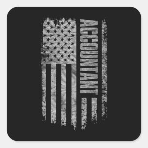 Buchhalter USA-Flagge Distressed-Design Quadratischer Aufkleber