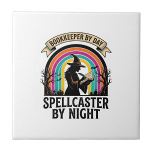 Buchhalterin Hexe Retro Halloween Buchhaltungsdesi Fliese