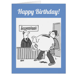 Buchhalterkunde mit riesiger Piggy Bank