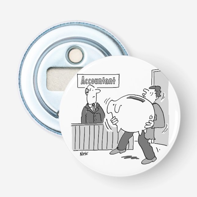 Buchhalterkunde mit riesiger Piggy Bank Flaschenöffner (Vorderseite)
