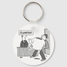 Buchhalterkunde mit riesiger Piggy Bank