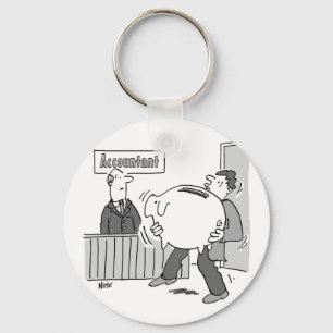 Buchhalterkunde mit riesiger Piggy Bank Schlüsselanhänger