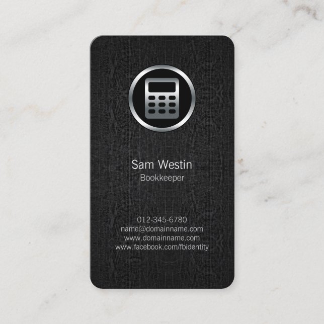 Buchhalterrechner Black Grunge Business Card Visitenkarte (Vorderseite)