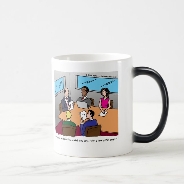 Buchhaltungs-Cartoon-verwandelnde Tasse (Rechts)