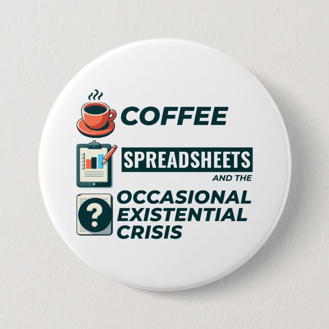 Buchhaltungsrechner Kaffeepass Funny Button (Vorderseite)