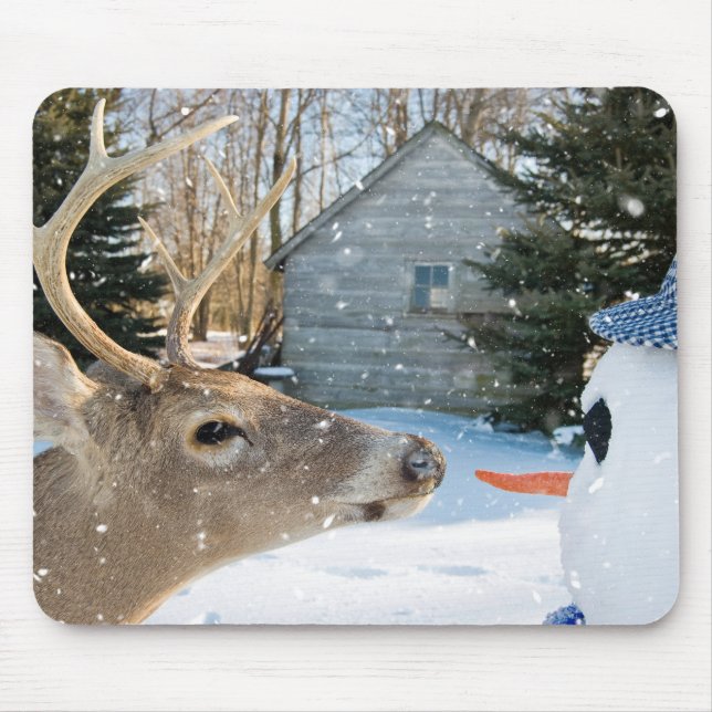 Buchhirsche mit Schneemann Mousepad (Vorne)