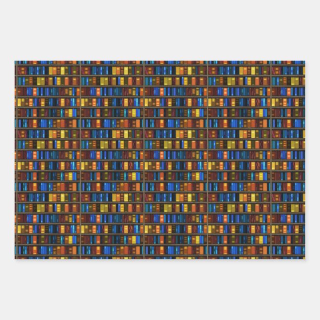 Buchkasten-Wrapping-Papier-Flachblatt-Set 3 Geschenkpapier Set (Vorderseite)