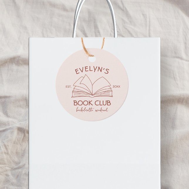 Buchklub Junggeselinnen-Abschied mit Handzeichnung Geschenkanhänger (Book Club Bookish Hand Drawn Bachelorette Party Favor Tags)