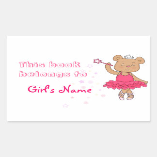 Buchlabel Ballerina Fairy Bear Rechteckiger Aufkleber