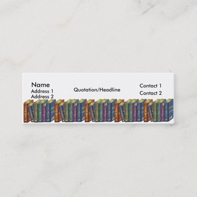 Buchladen-Geschäfts-dünne VisitenkarteBookmarkers Mini Visitenkarte (Vorderseite)