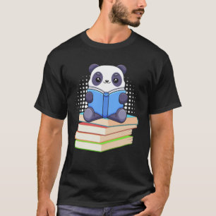 Buchlesebegeisterter Bücherwurm und Panda T-Shirt