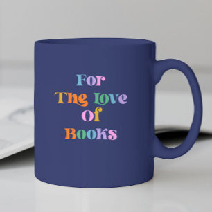 Buchlesegeschenk farbige blaue Schrift modern Kaffeetasse