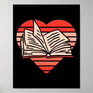 Buchlesen Herz Liebe Retro-Geschenk für ihn sie Va Poster