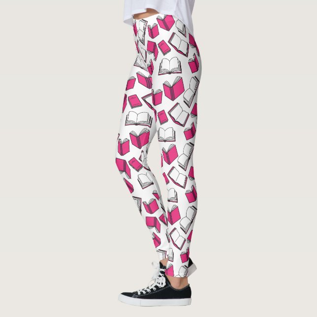 Buchleser Bibliothekar Autor Pink White Muster Leggings (Links)