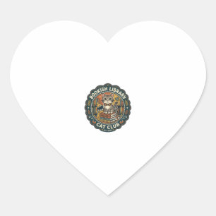 Buchliebende Bibliotheks-Katzen-POD-Vektorgrafik - Herz-Aufkleber