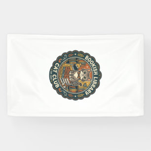 Buchliebende Bibliothekskatze POD Vektorgrafik - B Banner