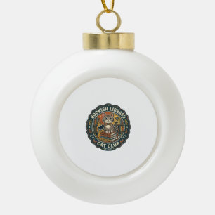 Buchliebende Bibliothekskatze POD Vektorgrafik - B Keramik Kugel-Ornament