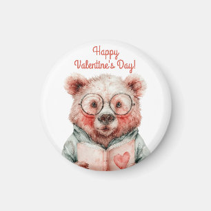 Buchliebender Bär Valentinstag Wasserflasche Magnet