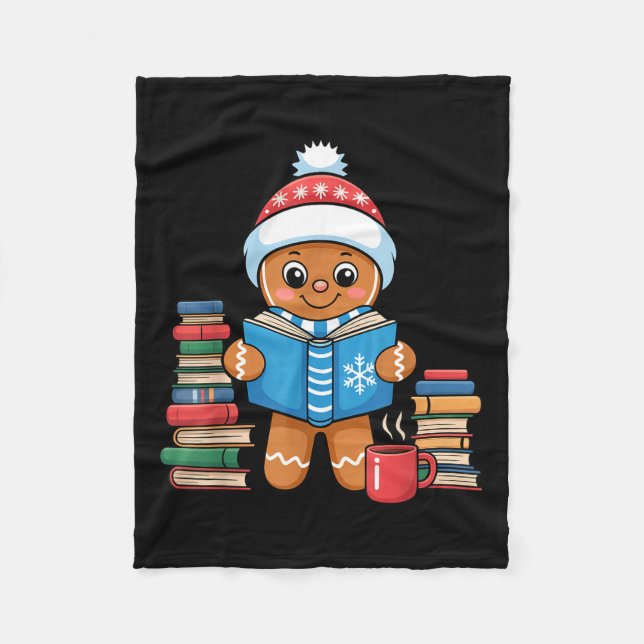 Buchliebender Lebkuchen liest Bücher Weihnachts-Py Fleecedecke (Vorderseite)