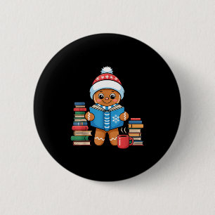 Buchliebender Lebkuchen-Weihnachts-Pyjama zum Büch Button