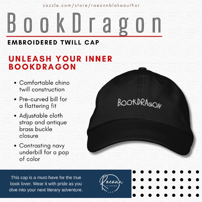 Buchliebhaber 'Bookdragon' bestickte Twill Cap Baseballkappe (Von Creator hochgeladen)