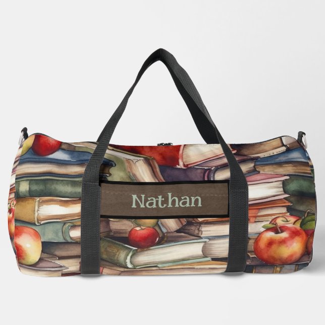 Buchliebhaber - Braun Wildleder - Mit Monogramm Duffle Bag (Vorderseite)