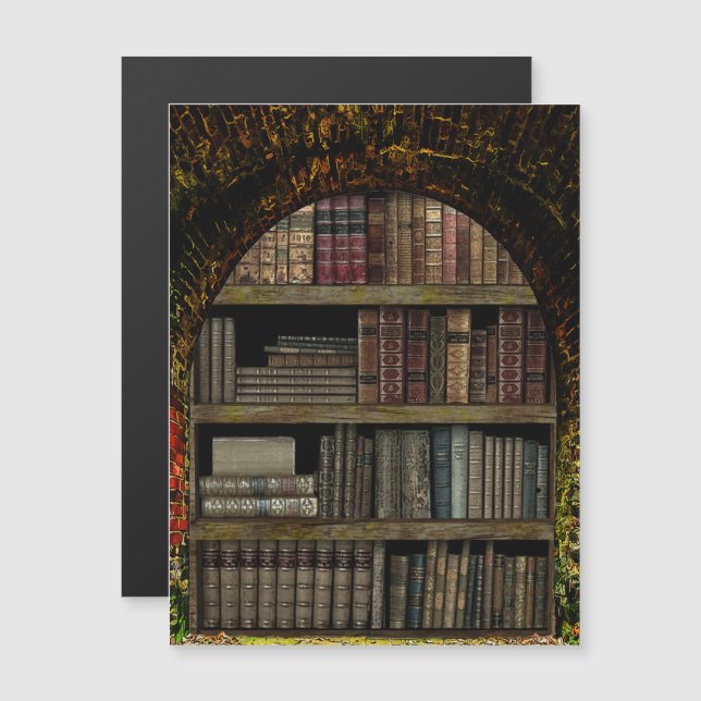 Buchliebhaber der Alten Buchbibliothek Magnetkarte (Vorne/Hinten)