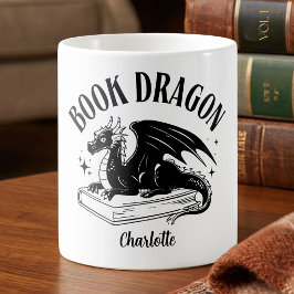 Buchliebhaber-Drache Fantasy-Leser Name Geschenk Kaffeetasse