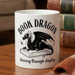 Buchliebhaber-Drache Fantasy-Leser Schwarz und Wei Kaffeetasse
