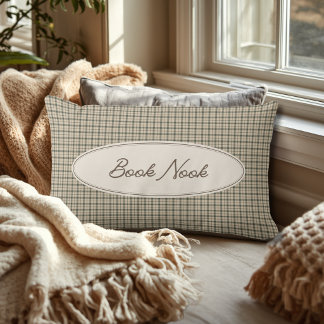 Buchliebhaber Elegantes Schriftzug Gingham Lendenkissen