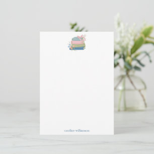 Buchliebhaber Florale Personalisierte Name Schreib Mitteilungskarte
